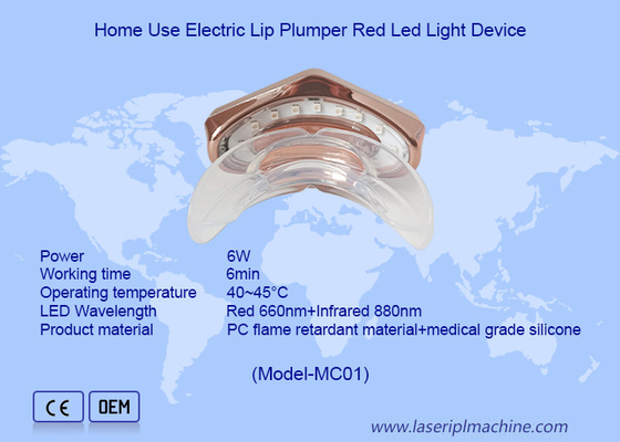 Appareil de thérapie de lumière rouge à LED de type mini Charge USB Soins des lèvres en silicone