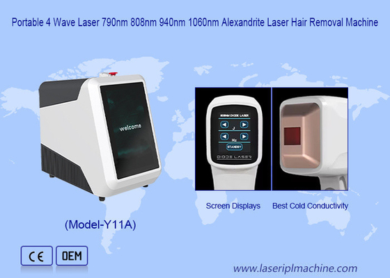 Appareil d' épilation laser à diode portable à 4 longueurs d' onde avec système de refroidissement