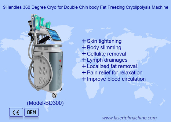 9Touches à 360 degrés Cryo pour le corps de la graisse du menton double congélation machine de cryolipolyse
