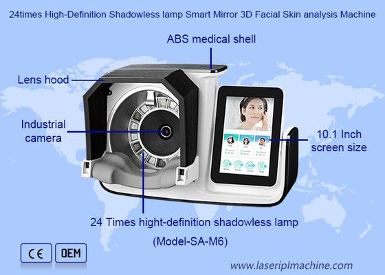 24 fois la lampe sans ombre haute définition miroir intelligent machine d'analyse 3D de la peau du visage