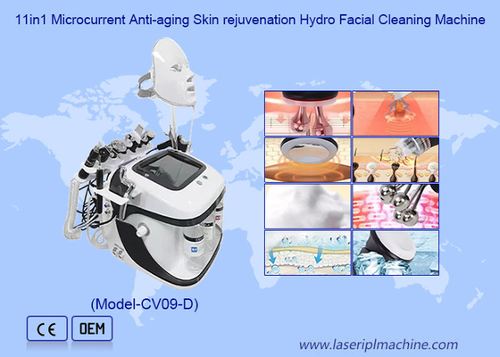 11 en 1 Nettoyage du visage Lifting de la peau Rf Hydro Microdermabrasion Machine pour l' exfoliation nettoyant profond