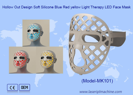Masque facial en silicone doux à 360 degrés avec conception creuse LED bleu rouge LED