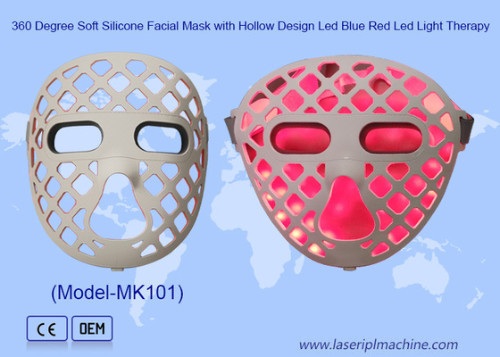 Conception creuse en silicone doux bleu rouge jaune lumière thérapie LED masque facial