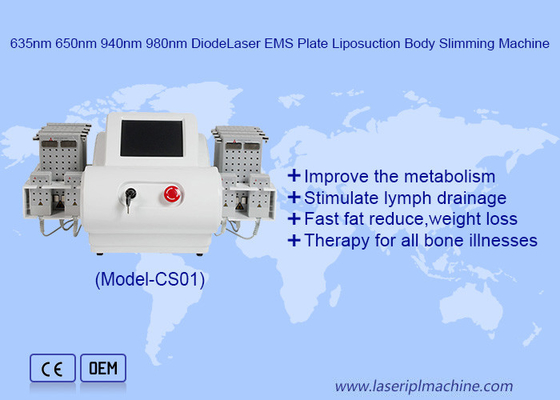EMS Pads 635nm 650nm 940nm 980nm LipoLaser machine de liposuccion pour l' élimination de la graisse Perte de poids