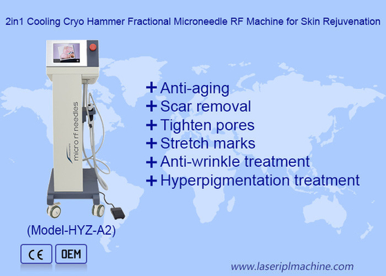 2 en 1 refroidisseur à marteau cryo fractionné micro-aiguille RF machine pour le rajeunissement de la peau