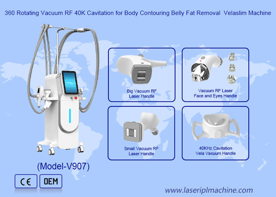 360 Vacuum de rotation RF 40K Cavitation pour le corps contourner la graisse du ventre de l'élimination Velaslim Machine