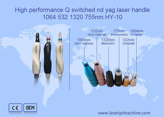 1064 532 1320 755nm Régénération de la peau Q Manche laser Nd Yag commutée