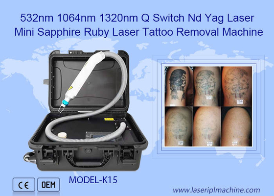 532nm 1064nm 1320nm Q Switch Nd Yag Mini Sapphire Ruby Laser Machine de détachement de tatouage