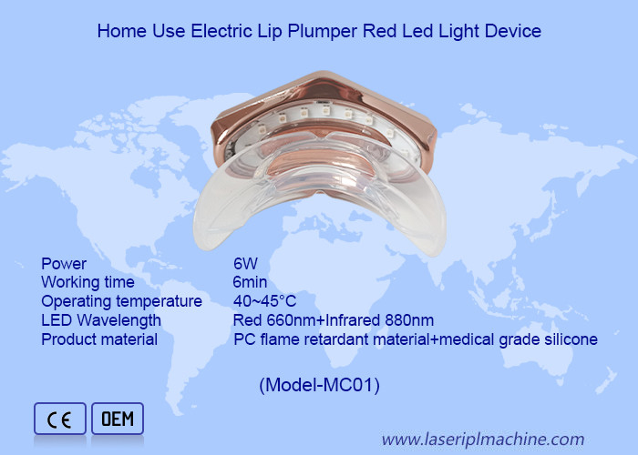 Appareil de thérapie de lumière rouge à LED de type mini Charge USB Soins des lèvres en silicone