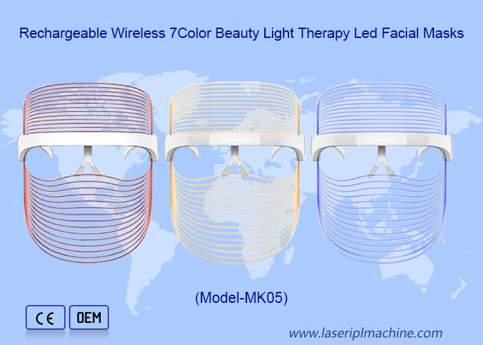 Masques faciaux à LED rechargeables sans fil 7Color Beauty Light Therapy