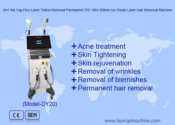 2in1 Nd Yag Pico Laser épilation permanente 755 1064 808nm Diode de glace Laser machine à enlever les poils