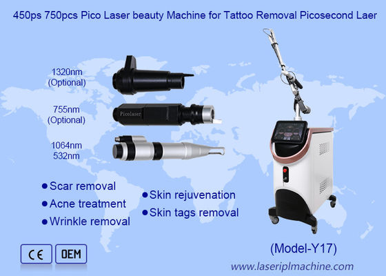 Bon prix 450ps 750pcs Pico Laser Beauty Machine Pour le retrait de tatouage Picosecond Laser en ligne