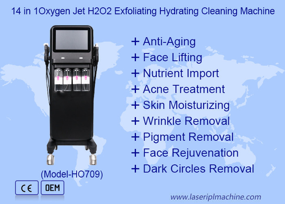 Machine de nettoyage hydratante et exfoliante H2O2 à jet d'oxygène 14 en 1